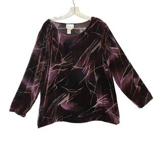 Coldwater Creek Womens M Lavender Velvet Burnout Top Damaged